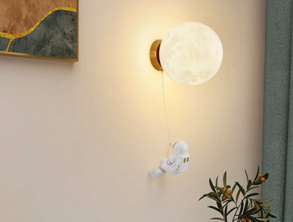 Lampada da parete moderna a LED per bambini: resina lunare.