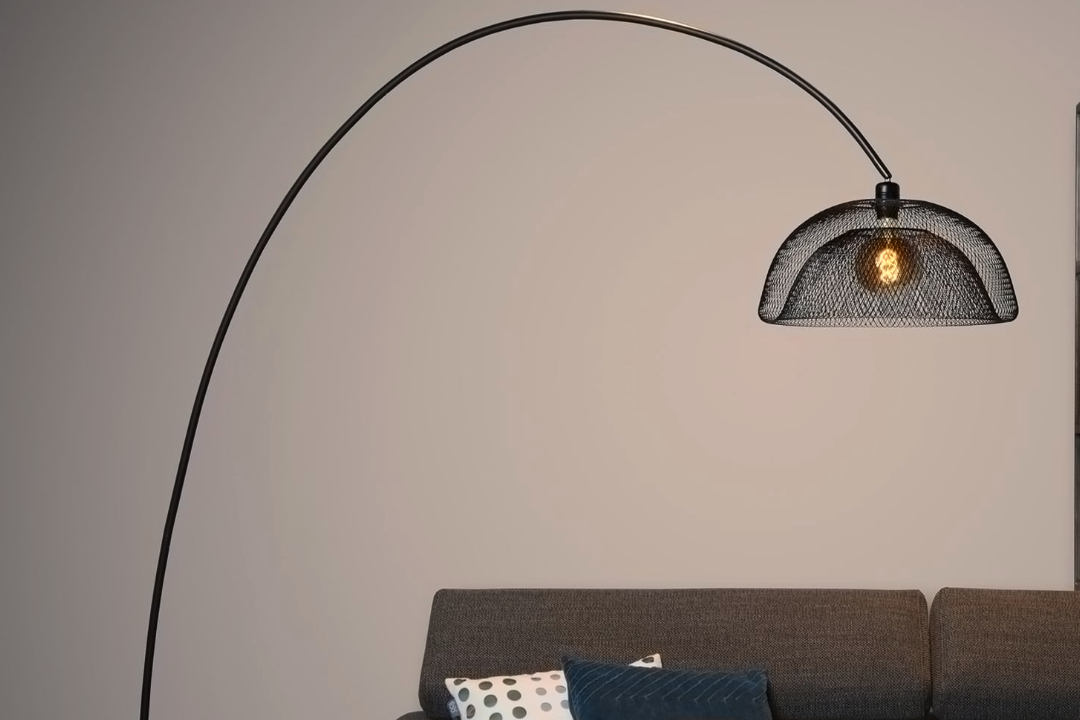 Lampada da terra multi-bulbo in cromo stile spaziale per il salotto