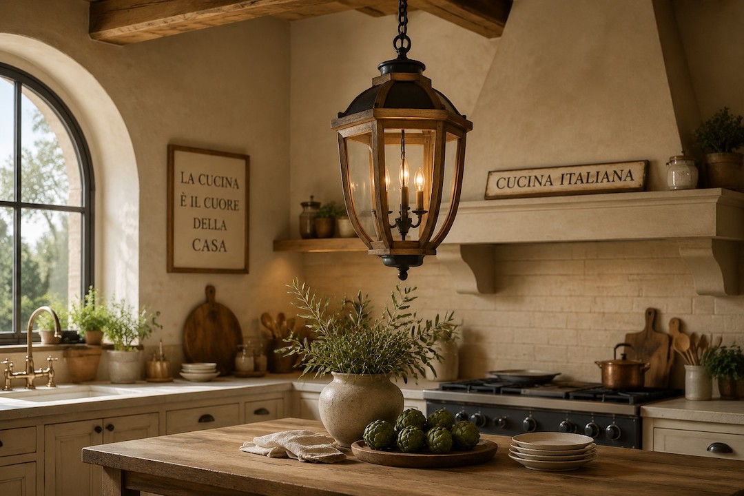Lanterna rustica in legno per la cucina: un tocco di eleganza italiana