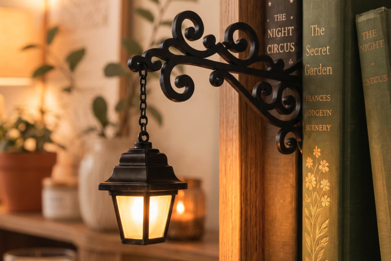 Lampada da lettura in ferro nero stile lanterna