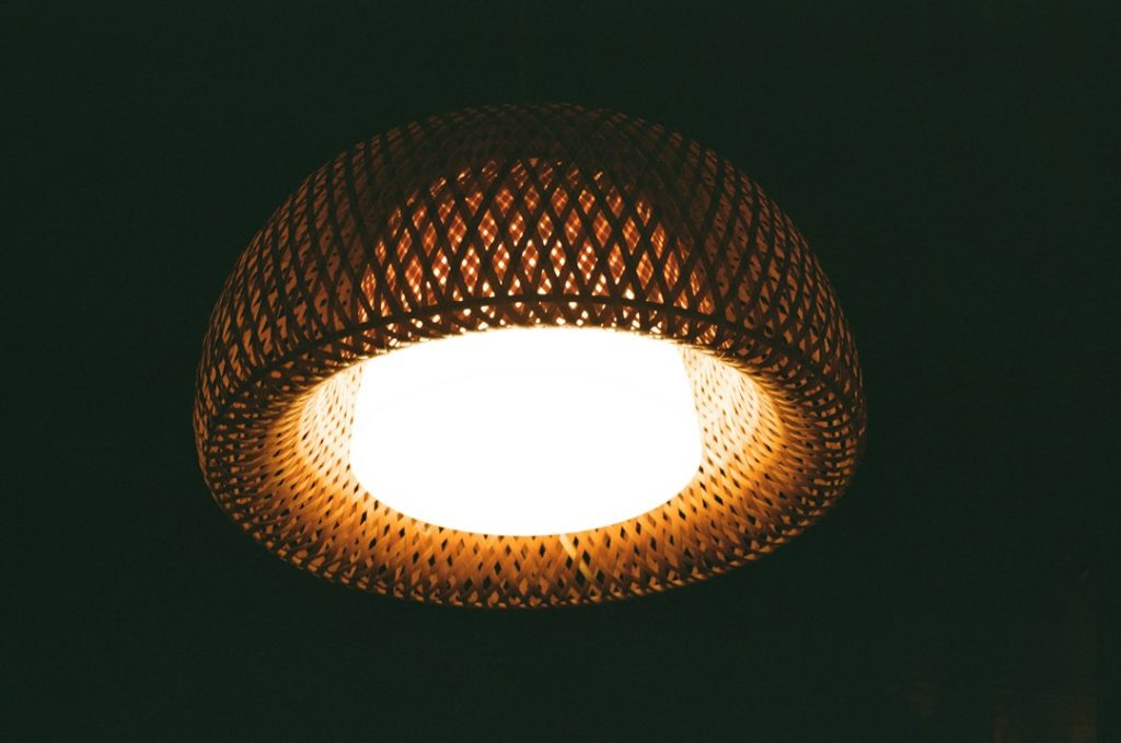 Photo warm ambient ceiling light solid wood finish